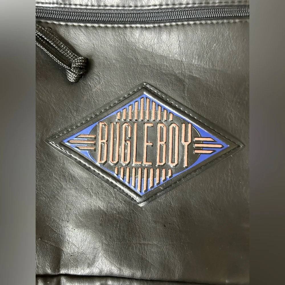 Bugle Boy black vintage vegan leather backpack good pre-owned condition